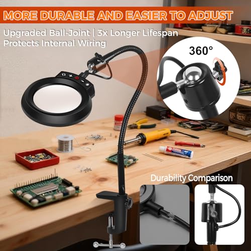 Magnifying Glass with Light Desktop Bigger 10D Magnifier Portable Lamp
