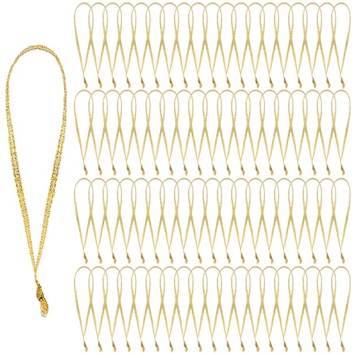 JUNEBRUSHS 300Pcs Christmas Ornament Hangers, Hand Tied String Ties, Ribbon Loops for Christmas Tree Hanging Decorations (Gold) - color: Gold