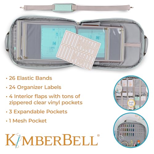 Kimberbell Tool Tote - Embroidery Bag for Quilting Supplies, Embroidery Organizer for Clear Blue Tiles, Orange Pop Rulers, and Sewing Supplies, Chic Craft Travel Bag, Craft Bag for Embroidery - size: Large Tool Tote