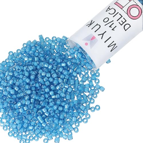 Miyuki Delica Seed Beads - color: DB1783 - White Lined Capri Blue