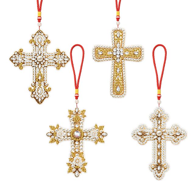 Aeepics Hanging Diamond Art Kit for Adult Mandala, DIY Diamonds Painting Pendant Ornament Kit, Acrylic Diamond Art Painting Board Kit (Pearl Cross) - color: Pearl Cross