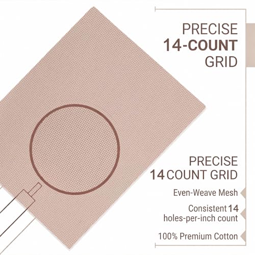 Essentials By Leisure Arts Aida Cloth 18 Count, 15"x18", Taupe Cotton Cross Stitch Fabric, 12 pc, Even-Weave Mesh for Embroidery, Needlepoint & Needlework Projects - color: 18ct Taupe