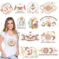 Dazoratix Iron On Patches Transfer - 12 Pcs Boho Sun Moon DTF Transfers for Girls Ready to Press Heat Decals Butterfly Patches for Women T-Shirts Clothing Backpacks Fabric Hoodie DIY Crafts Decoration - style: Boho