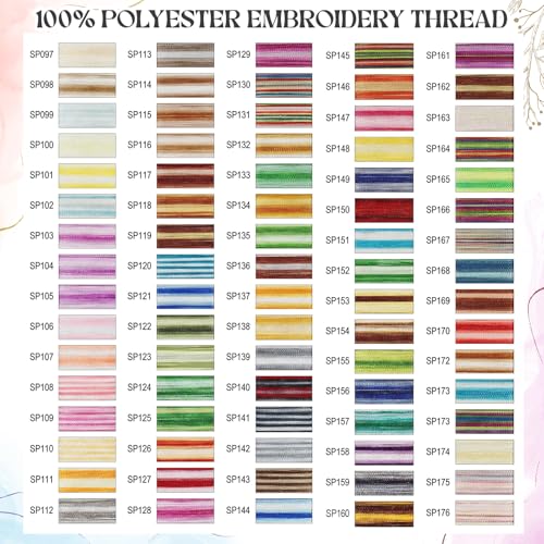 80 Colors Variegated Polyester Embroidery Machine Thread Kit 500M (550Y) Each, 40WT Variegated Rainbow Thread for Sewing Machines, Hand Sewing, Embroidery, Serger