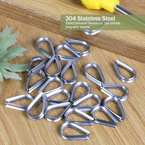 M2 Wire Rope Thimble, 304 Stainless Steel Thimble for 1/16-3/32 Inch Diameter Wire Rope, 4 Pieces - size: M2