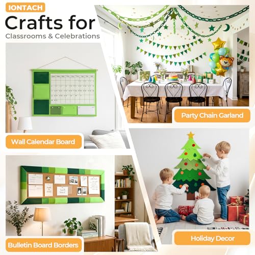 IONTACH 9" X 36" Soft Felt Sheets 1.6mm Thick (4 Packs, Green) - color: Green