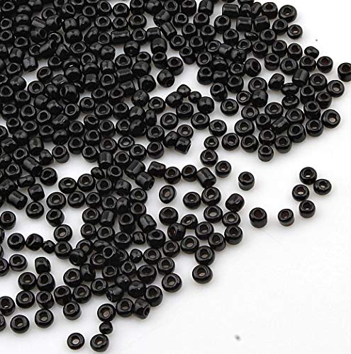 Perlin Glass Seed Beads 3mm 8/0 Round Mini Small Pony Beads 3300pcs for Making Earrings Bracelets Pendants Waist Jewelry DIY Handmade Opaque Color Kit (Black, 2,6 mm ~ 3 mm) - color: Black