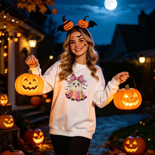 Dazoratix Halloween Iron on Transfers - 20 Sheets Funny Ghost DTF Ready to Press Cute Boo Heat Patches Spooky Pumpkin Stickers Vinyl Decal for T Shirts Clothes Hoodies Pillow Bag DIY Crafts Decoration - style: Halloween