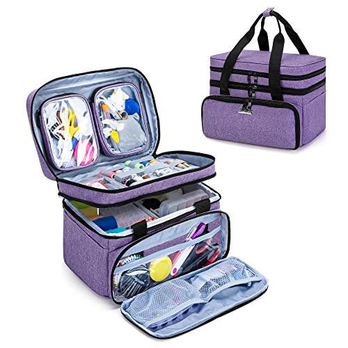BAFASO Double Layer Sewing Accessories Organizer, Purple - color: Purple