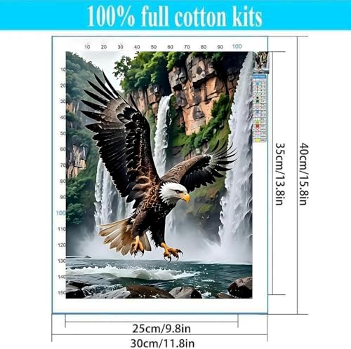 Eagle Cross Stitch Kits for Beginners Adults, Patterns Dimensions Needlepoint Art Crafts,Counted Cross Stitch Kits Embroidery Kits for Beginners Adults for Home Decor 11.8X15.7inch - color: Cross Stitch-1011-3