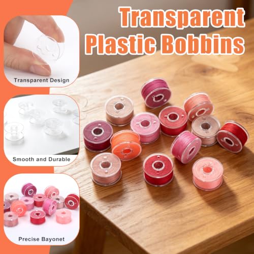 120 Pcs Pre-Wound Bobbins Sewing Thread 120 Colors (Pink) - color: Pink