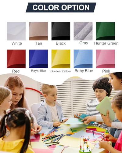 White Felt Fabric 72" x 18", Large Stiff Craft Felt Sheet by The Yard - color: White, size: 72" X 18" (0.5 Yard)