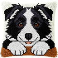 veirousa Border Collie Latch Hook Pillow Kits for Adults Beginners - color: Border Collie
