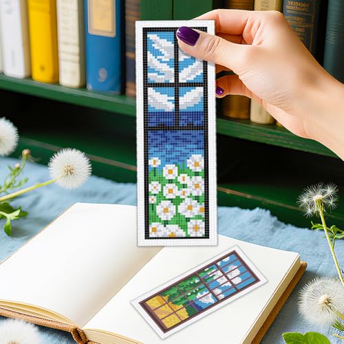 ORIGACH 6 Set Window & View Cross Stitch Bookmark Kit for Beginner - style: Window & View