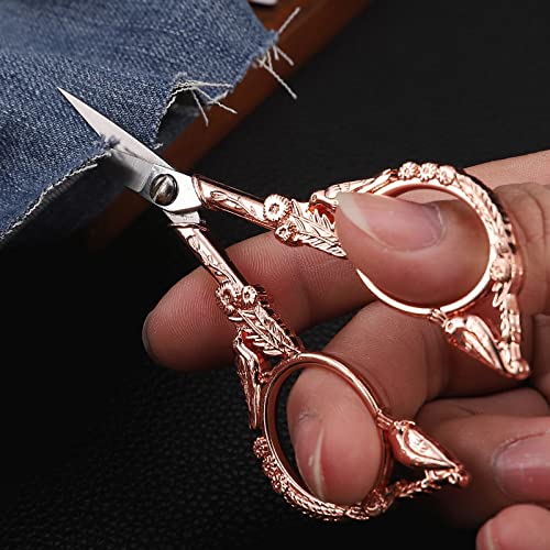 YOUGUOM Sewing Embroidery Scissors, Small Craft Shears with Cover - color: Rose Gold