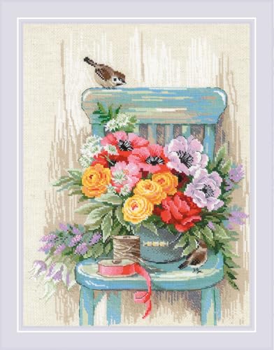 RIOLIS 2299 Garden Flowers Counted Cross Stitch Kit 11.75 x 15.75 in - style: Garden Flowers 2299