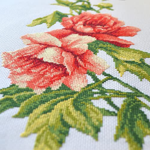 Povitrulya Beautiful Peonies Counted Cross Stitch kit - DIY Embroidery Set with Paper Pattern and prestored Floss - color: Peonies