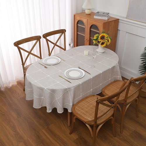 Gernaice Plaid Oval Tablecloth Checkered Table Cloth 52” x 70“ Brown - color: Brown, size: 70" x 52" (Oval)