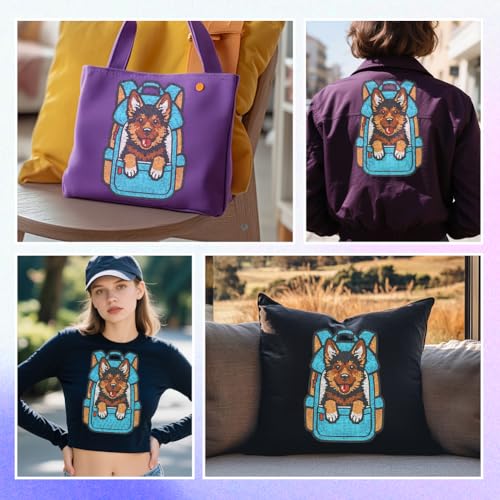 ANATTASOUL Dog & Backpack 11.6"x8.2" Animal Rhinestone Iron on Patches - style: Dog and Backpack