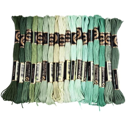 18 Skeins 6 Strands Green Embroidery Floss Thread for Crafts - color: Green