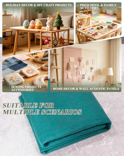 Teal Felt Fabric 36" X 36"(1 Square Yard) 1.6mm Thick Soft Felt Sheet - color: Teal