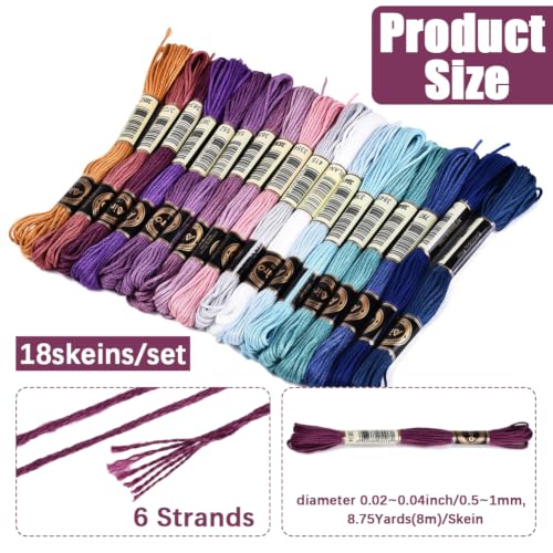 157.5 Yards Embroidery Floss Colorful Thread for Hand Sewing - color: Aurora Blue Purple Color