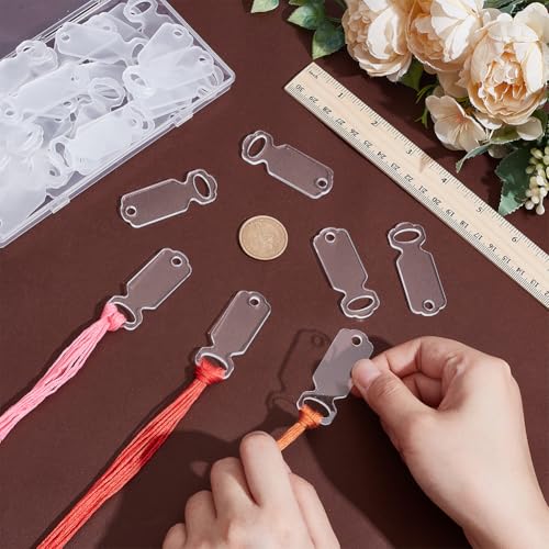 PH PandaHall 50pcs Acrylic Clear Thread Drops, Rectangle Cross Stitch Thread Organizers Embroidery Floss Drop Organizer Thread Bobbins Bulk for DIY Craft Sewing Thread Storage, 2.17x0.78 Inch - size: 2.17x0.78 Inch