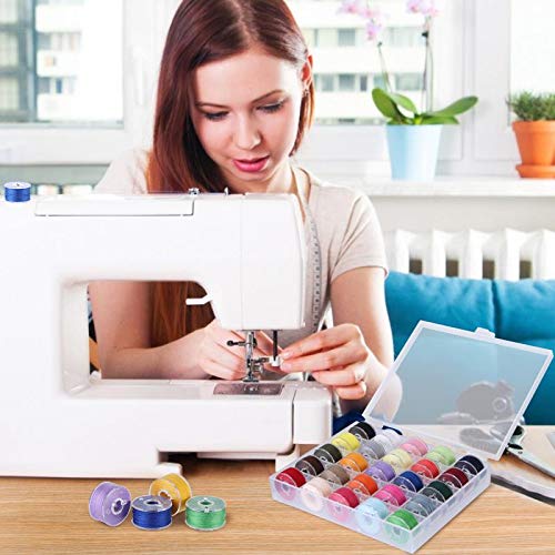 BHSKJSZ 25 PCS Bobbins and Sewing Thread with Case, Pre-Wound Bobbins Set for Hand and Machine Sewing Assorted Colors Perfect Tools for DIY