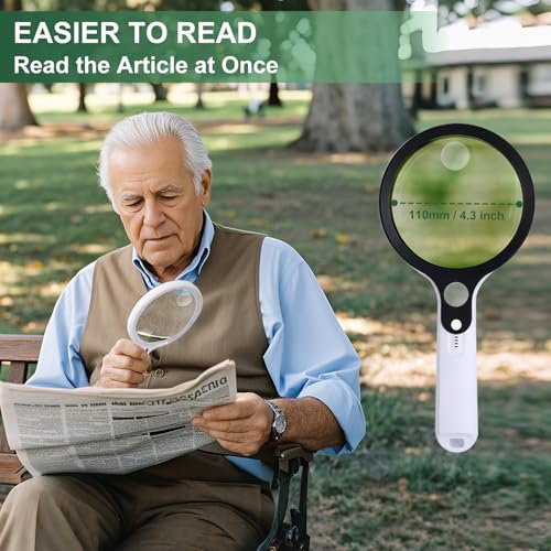 10X 20X 45X Magnifying Glass with 48 LED Light - color: White Handle