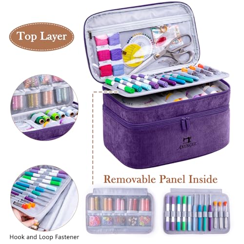 Double-Layer Sewing Organizer Bag with Pin Cushion for Sewing Supplies - color: Purple, size: Style A - Courony