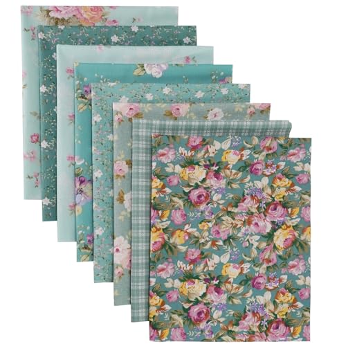 8pcs Fat Quarters 100% Cotton Fabric Bundles Floral Precut Fabric Squares 18”x22” for DIY Quilting Sewing Patchwork Crafts