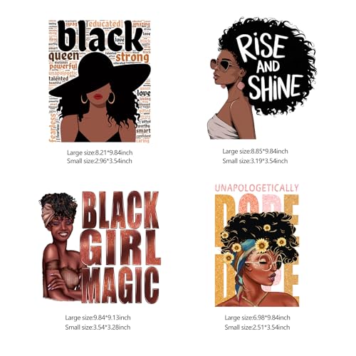 8PCS Melanin-Powered Designs Black Girl Magic Iron On Transfer Patches - style: BWG001