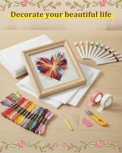 Zplontya 58PCS Needlepoint Canvas Starter Kit for Needlepoint&Cross Stitch - color: White