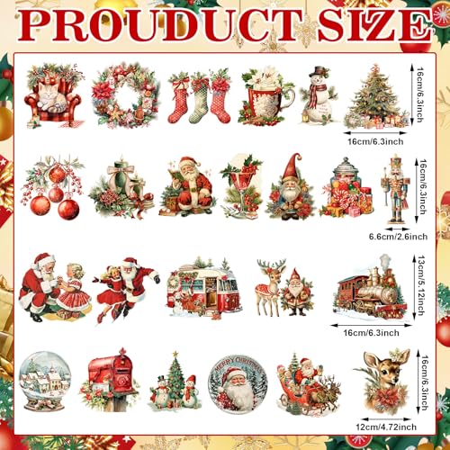 Tinlade 24 Pcs Christmas Iron on Decal Patches Heat DTF Transfers Christmas Design HTV Iron-on Transfers for T-shirt Reindeer Santa Snowman Patches Decals for Clothes Bag Covers DIY Crafts Decorations - style: Christmas