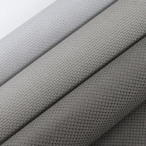 KCS 3 pc of 12" x 18"(30cm x45cm) 14CT Counted Cotton Aida Cloth Cross Stitch Fabric (Light Grey + Medium Grey+ Dark Grey) - color: Light Grey + Medium Grey+ Dark Grey