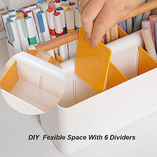 2 Pack Art Caddy Organizer Portable,Marker Box, Large Pen Holder for Desk, Art Supply Storage Bin with Adjustable Dividers for Colored Pencils,Markers,Craft Organizers (Blue Divider) - color: Blue Divider