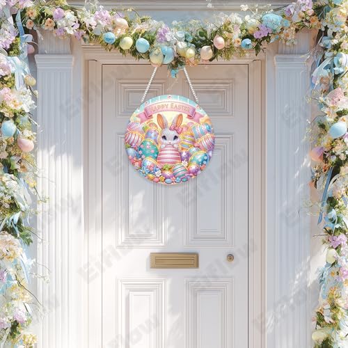 Eiflow Acrylic Diamond Art Hanging Kit for Adults, DIY Diamonds Painting Door Hanger Board Kit, Special Crystal Diamond Art Painting Pendant Ornament (Happy Easter) - color: Happy Easter