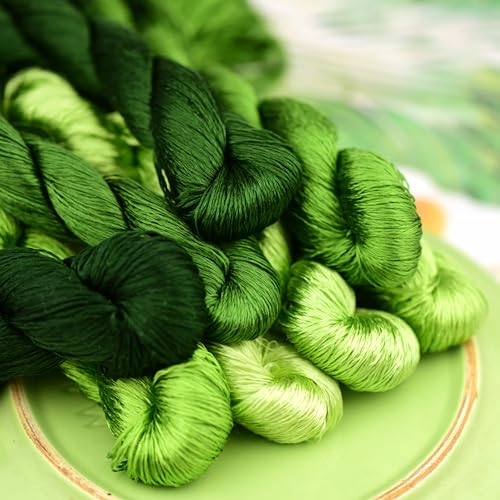 Natural Silk Thread – 7 Colors, 110m Each, Handmade Silk Embroidery Floss for Hand Embroidery, Cross-Stitch, Needlework Projects(04) - color: 04