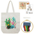 KABAKE Canvas Tote Bag Embroidery Kit for Beginners, Arts and DIY Crafts Starter Kit, Includes Stamped Bag, Threads, Tools (Beige With Cactus) - color: Beige Bag with Cactus