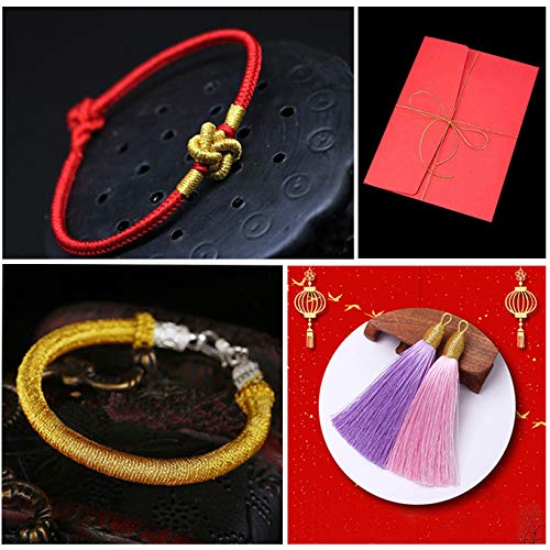 1mm Spool Gold Metallic Cord Tinsel String Jewelry Braided Thread, Total Length 109 Yards/ 328 Feet (Gold) - color: Gold