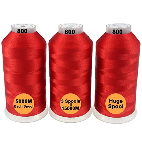New brothread Huge Spools Embroidery Machine Thread -3xRed - color: 3xRED
