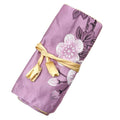 SmilerSmile Jewelry Travel Bag Embroidery Travel Jewelry Organizer with Tie Close Embroidered Flower Jewelry Roll for Women Girls (Plum Blossom, Purple) - color: Plum Blossom-Purple