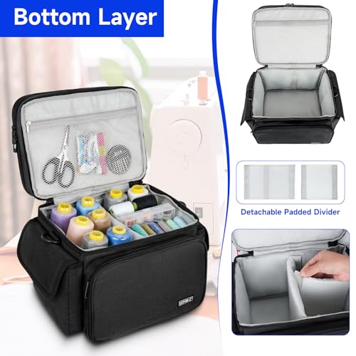 LEFOR·Z Small Sewing Supplies Organizer Bag(10.5 x 8 x 9inch),Sewing Box - color: Black