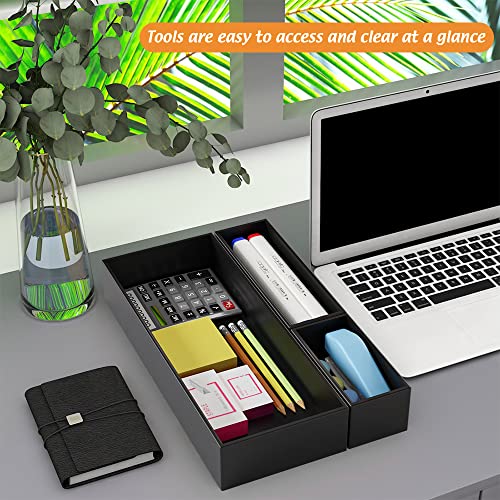 Black Bamboo Drawer Organizer - Silverware&Utensil Holder Organizer for Kitchen Drawers, Multi-Use Drawer Dividers Boxes for Bathroom Counter，Cabinet, Garage, Office Desk, Makeup, Jewelry (15"6"2.5") - color: Black, size: 15*6*2.5 inch