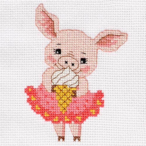 Povitrulya Counted Cross Stitch Kit 'Sweet Tooth' - DIY Embroidery Set - color: Piglet