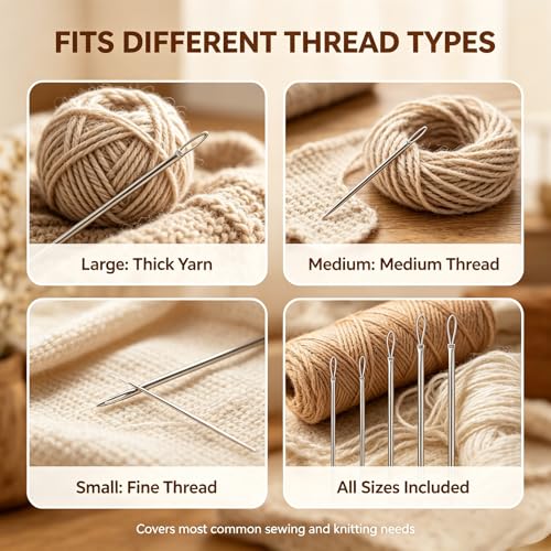 Eperlorit 12 Pcs Large Eye Yarn Needle 3 Sizes