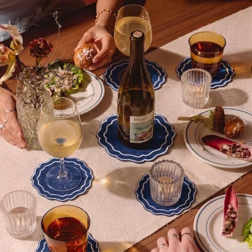 Linen Coasters for Drinks Set of 6, Navy - color: 1120 - Navy, size: 6 inches