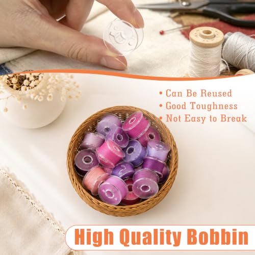120 Pcs Pre-Wound Bobbins Sewing Thread 120 Colors (Pink) - color: Pink
