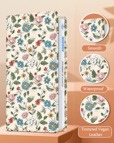 Slohif Car Registration and Insurance Holder with 2 Car Coasters, Elegant - color: Pink Blue Floral