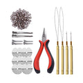 200 Pcs Silicone Micro Rings Hair Extensions Tools Kit: Three-hole Hair Pliers, Micro Pulling Hook Needle, Loop Threader and Silicone Micro Links Rings Beads (Brown) - color: Brown, size: 200 Count